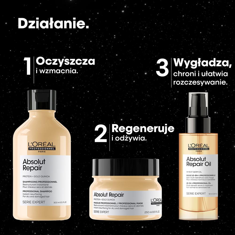 L'Oréal Professionnel Meteora Absolut Repair- Zestaw Odbudowujący do Włosów Suchych i Zniszczonych   L039Oreal-Professionnel-Absolut-Repair-odbudowujacy-zestaw-prezentowy-do-wlosow-zniszczonych--szampon_-maska_-olejek-dzialanie