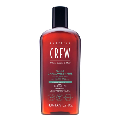American Crew 3-in-1 Chamomile + Pine Szampon, Odżywka i Żel pod Prysznic 450ml