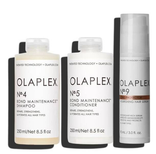 Zestaw Olaplex Szampon No.4 250ml, Odżywka No.5 250ml,  Serum No.9 90ml 