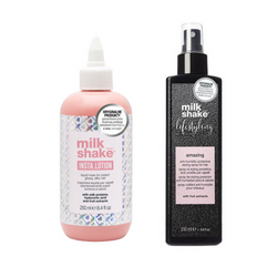 Milk Shake Zestaw Lifestyling Amazing Spray Do Stylizacji Włosów Zabezpieczający Przed Wilgocią 200ml + Milk Shake Insta.Lotion Płynna Maska do natychmiastowo błyszczących włosów 250ml