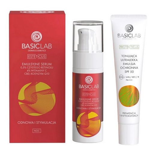 Zestaw BasicLab – Serum Retinol 30ml + Emulsja SPF50 40ml