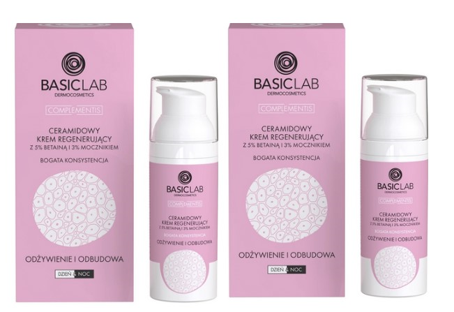  Zestaw BasicLab  Ceramidowy Krem do Twarzy Regenerujący Lekki 2x50 ml