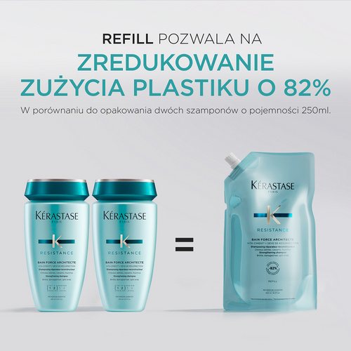 Kérastase Resistance Bain Force Architecte- Regenerująca Kąpiel do Włosów Zniszczonych. Opakowanie Uzupełniające 500ml