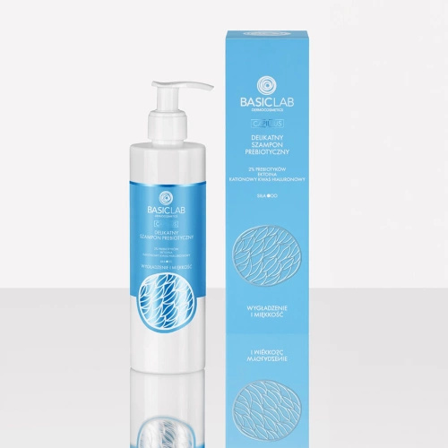 BasicLab- Delikatny Szampon Prebiotyczny 2% Prebiotyków, Ektoina, Kationowy kwas hialuronowy 300ml