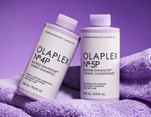 Zestaw Olaplex No.4P Blonde Enhancer Toning Shampoo 250ml, Olaplex No.5P Blonde Enhancer Toning Conditioner 250ml Tonujący Zestaw do Włosów Blond