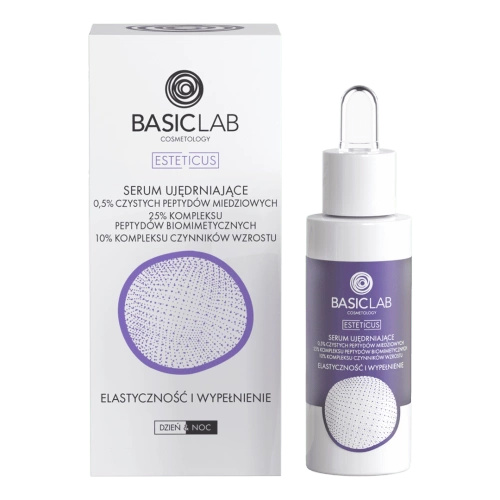 BasicLab Serum Ujędrniające z 0,5% Czystych Peptydów miedziowych, Elastyczność i Wypełnienie 30ml