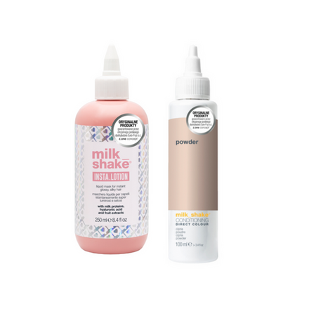 Milk Shake Zestaw Direct Colour Powder Toner Odżywka Do Włosów Koloryzująca Powder 100ml + Insta.Lotion Płynna Maska do natychmiastowo błyszczących włosów 250ml